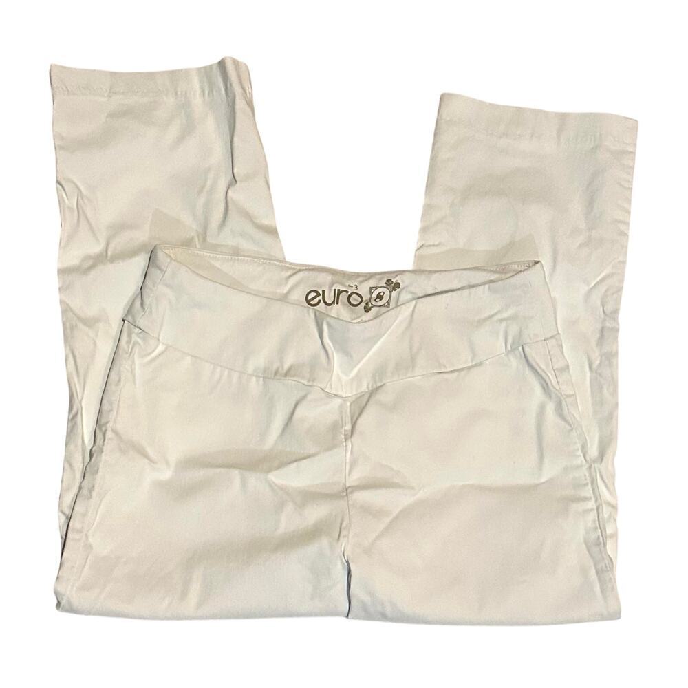 Euro Stretch White Pull-On Summer Coastal Cropped Pants Women's 8